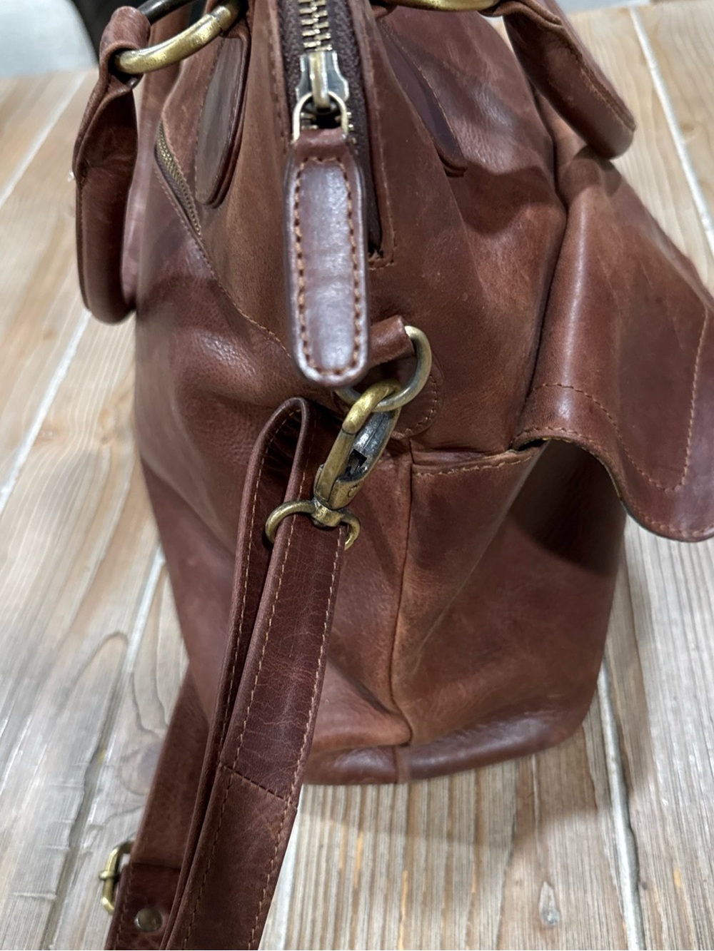 The Leather Store UK Hampton Distressed Brown Leather Tote Crossbody Bag Boho - Picture 9 of 16